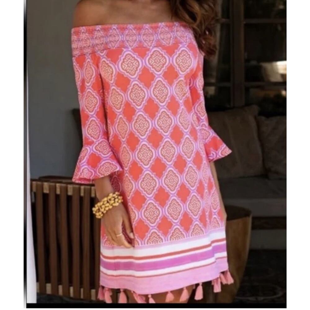 Cabana Life Off-The-Shoulder Sundress UPF 50+ Sun Protective Cover-Up Medium - Picture 2 of 14